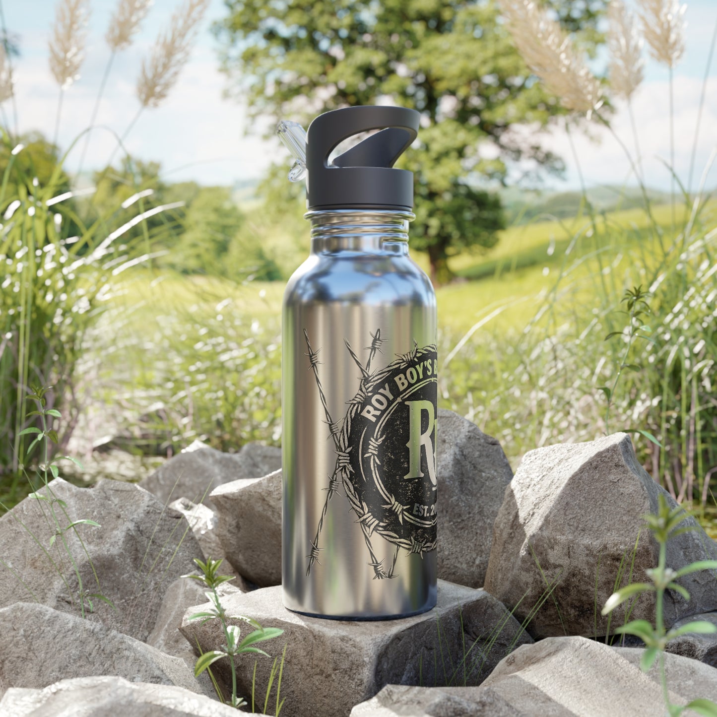 Roy Boy's Barbecue 20oz Stainless Steel Water Bottle — RB Logo Straw Bottle