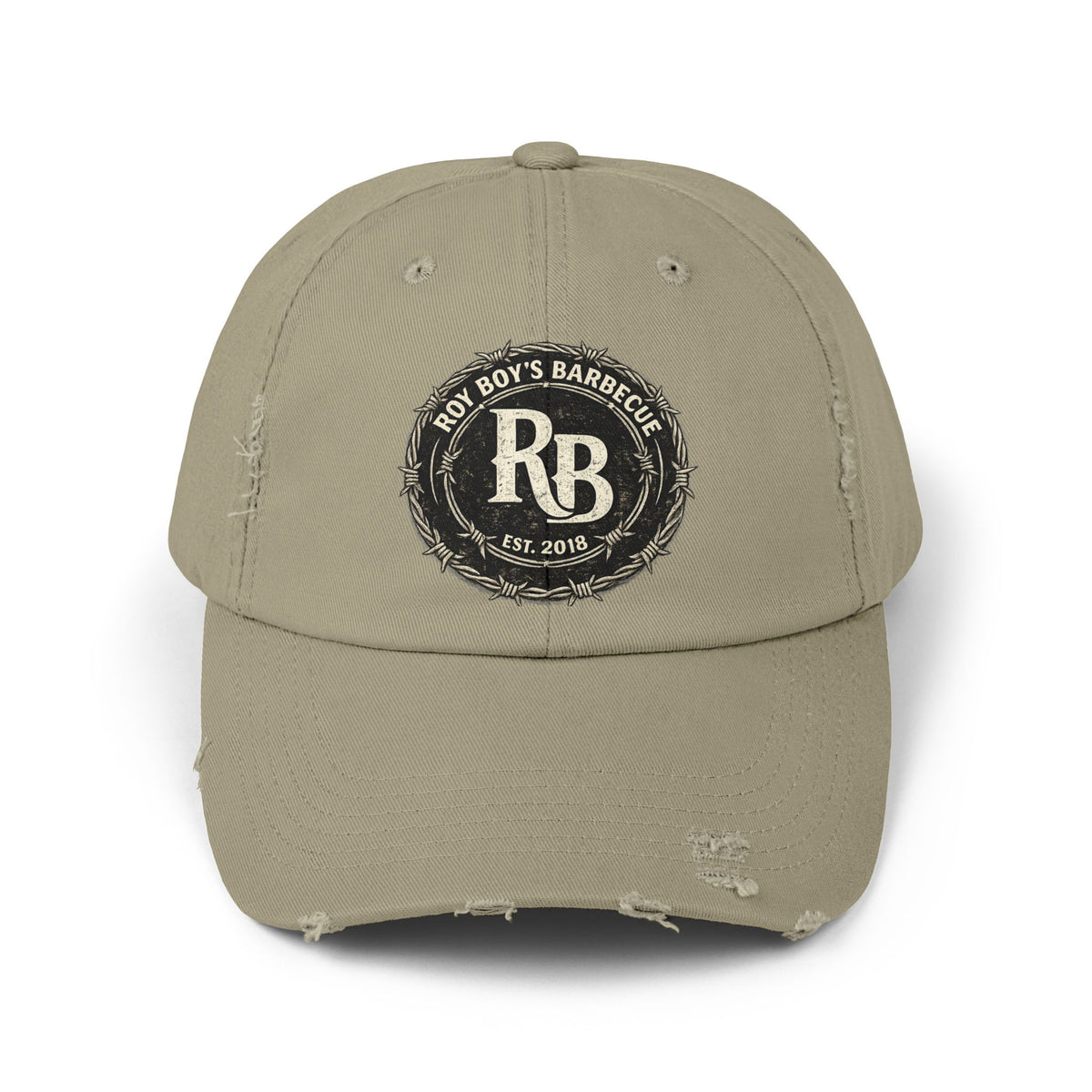 Roy Boy's Barbecue Distressed Baseball Cap — "RB" Vintage Logo Dad Hat