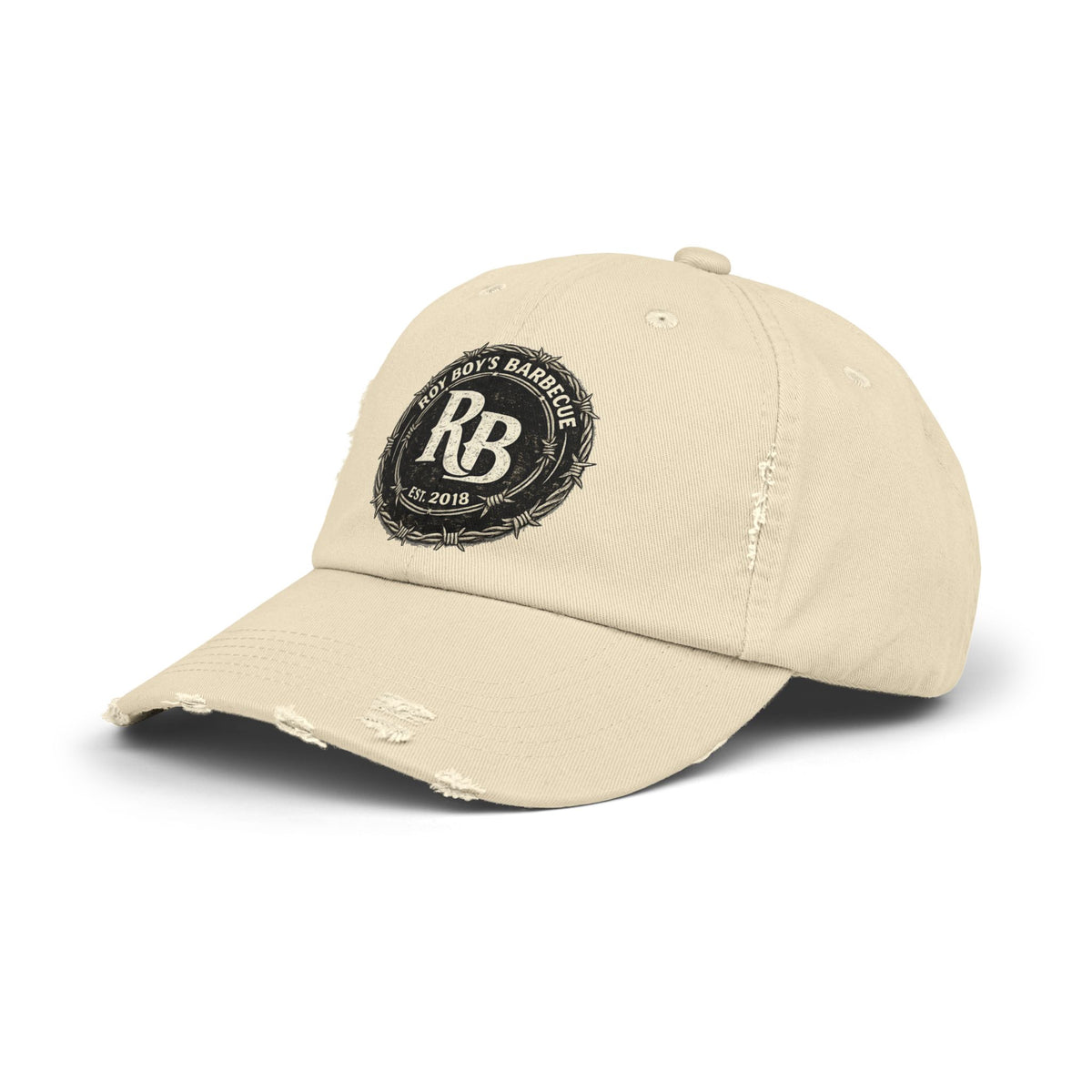 Roy Boy's Barbecue Distressed Baseball Cap — "RB" Vintage Logo Dad Hat