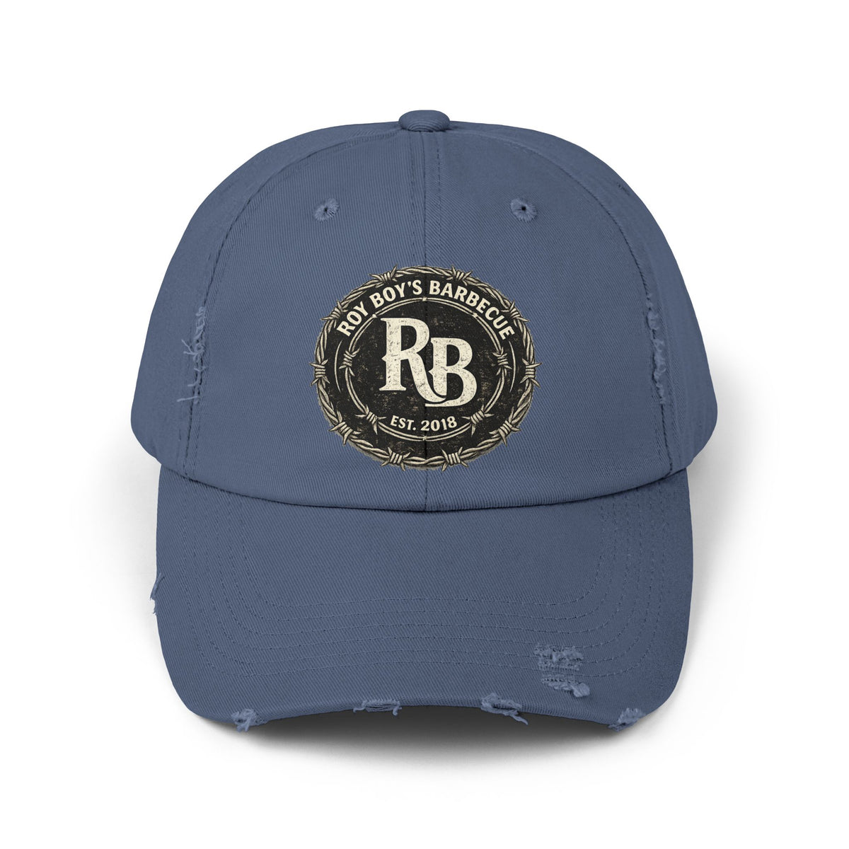 Roy Boy's Barbecue Distressed Baseball Cap — "RB" Vintage Logo Dad Hat