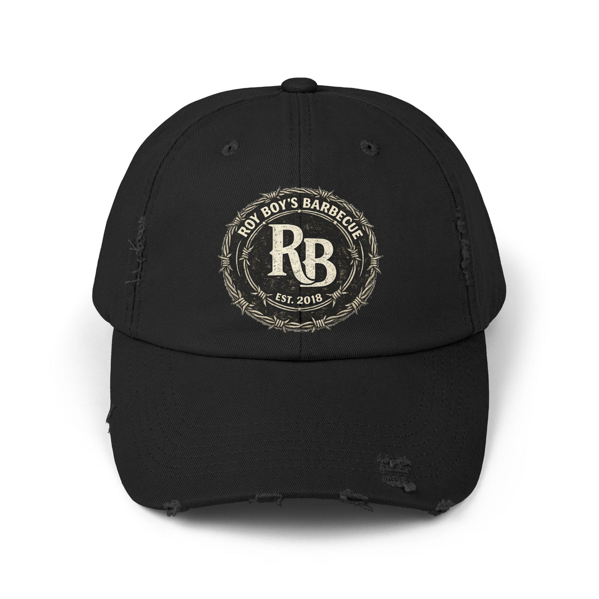 Roy Boy's Barbecue Distressed Baseball Cap — "RB" Vintage Logo Dad Hat