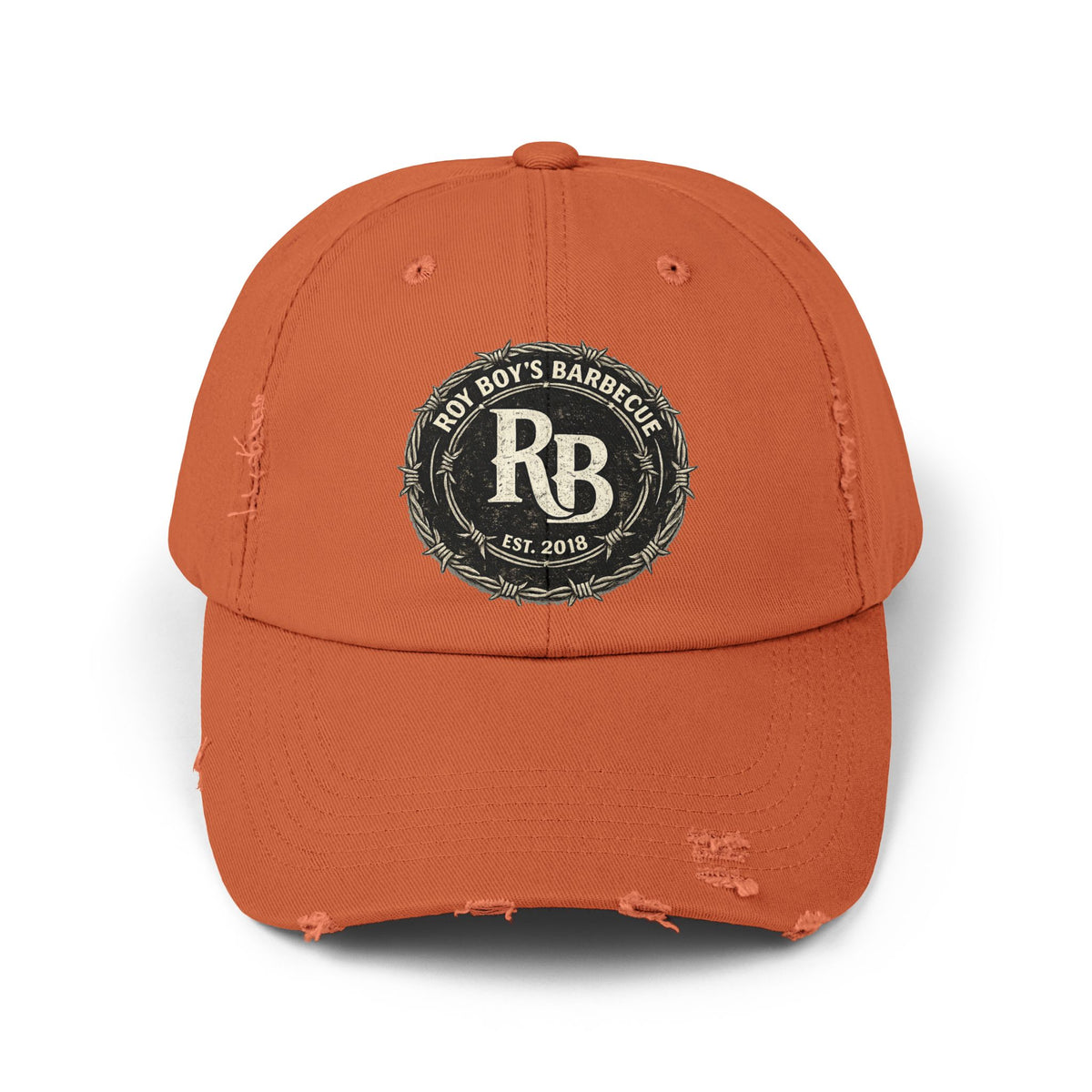 Roy Boy's Barbecue Distressed Baseball Cap — "RB" Vintage Logo Dad Hat