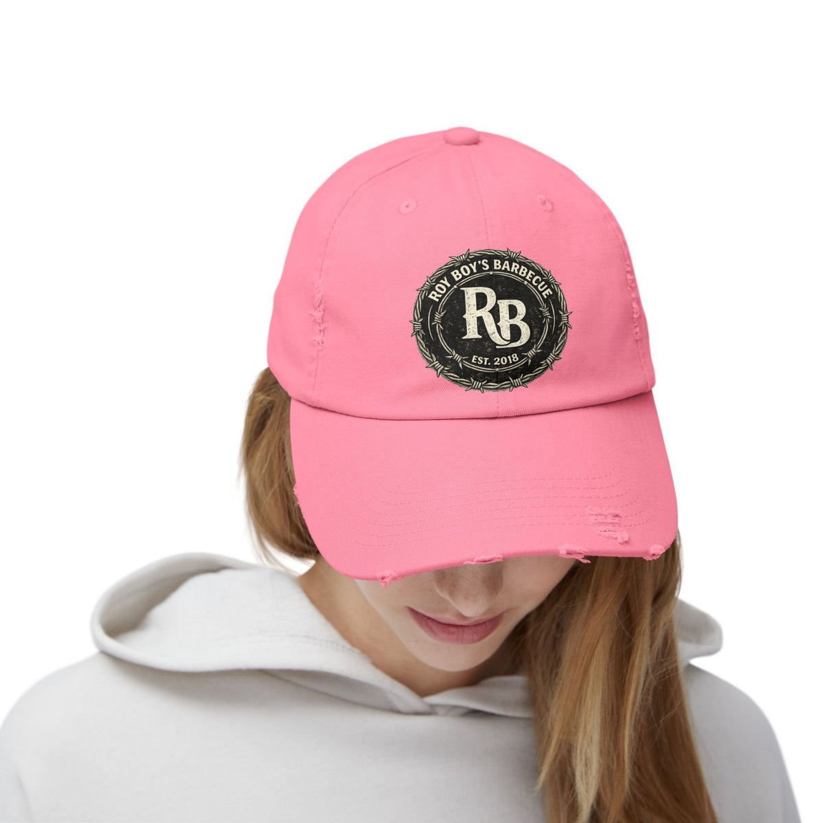 Roy Boy's Barbecue Distressed Baseball Cap — "RB" Vintage Logo Dad Hat