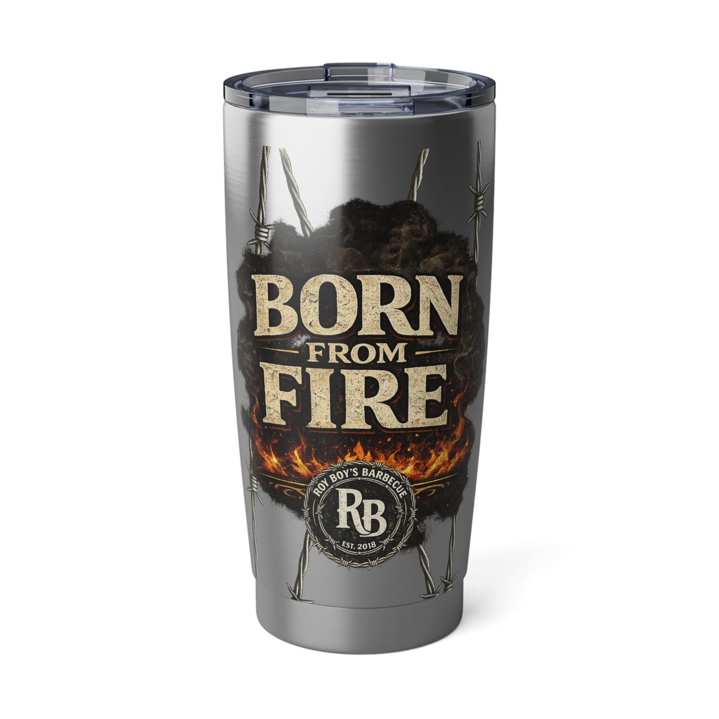 Roy Boy's Barbecue "Born From Fire" 20oz Tumbler — Insulated Stainless Steel
