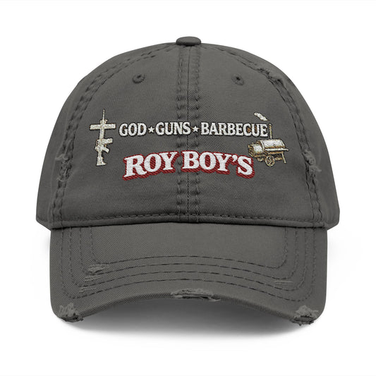 God • Guns • Barbecue Embroidered Distressed Dad Hat