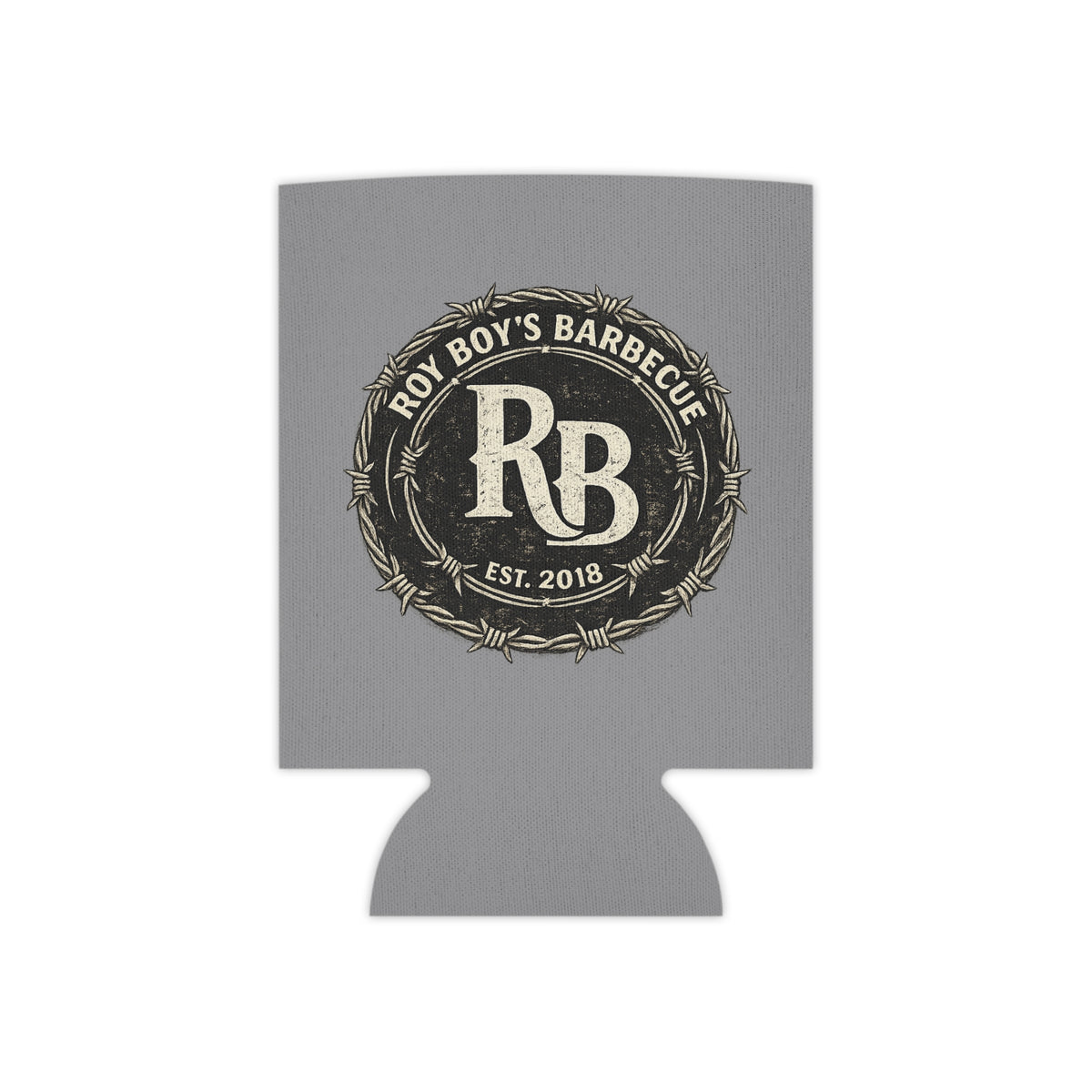 "Eat, Sleep, Barbecue" Can Cooler — Roy Boy's Barbecue Logo