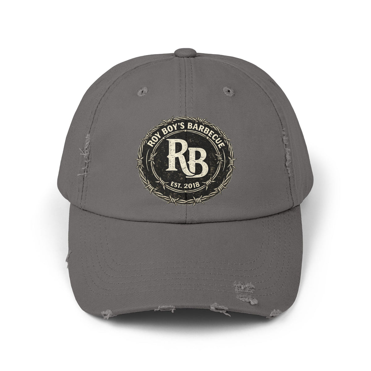 Roy Boy's Barbecue Distressed Baseball Cap — "RB" Vintage Logo Dad Hat