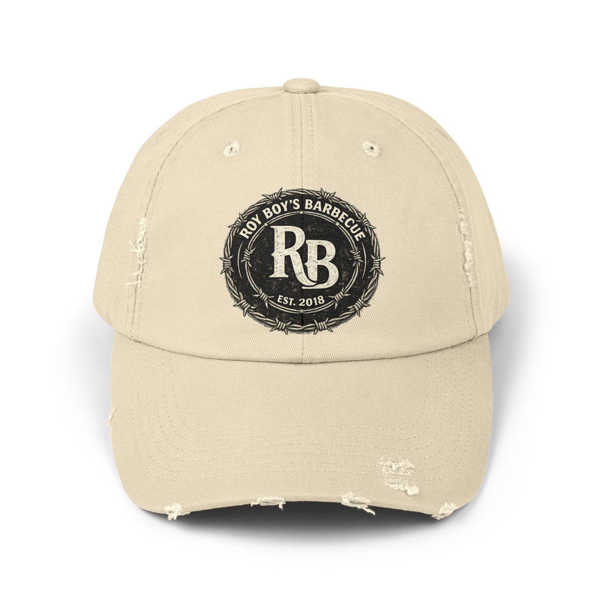 Roy Boy's Barbecue Distressed Baseball Cap — "RB" Vintage Logo Dad Hat
