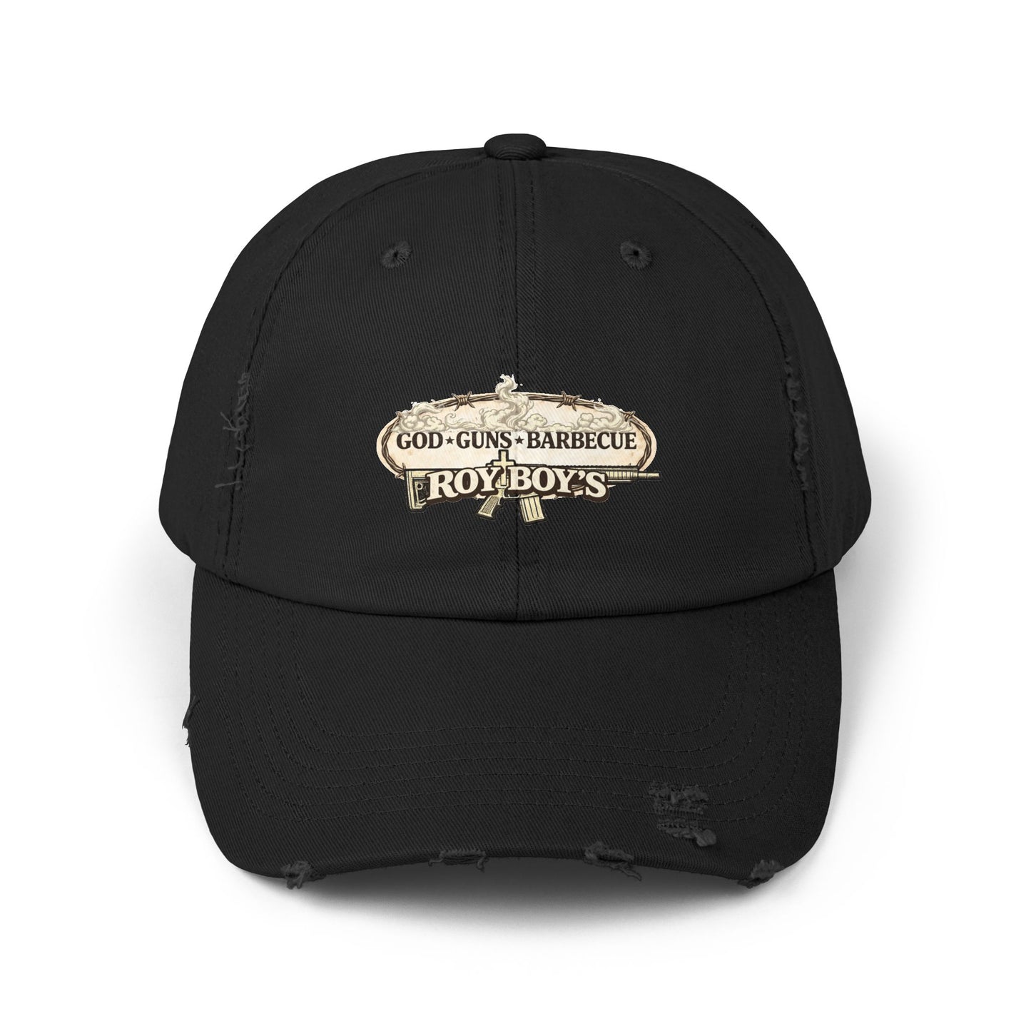 Distressed ‘Roy Boy’s’ Logo Cap — Vintage Black Baseball Hat