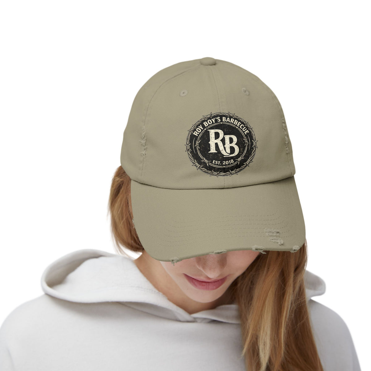 Roy Boy's Barbecue Distressed Baseball Cap — "RB" Vintage Logo Dad Hat
